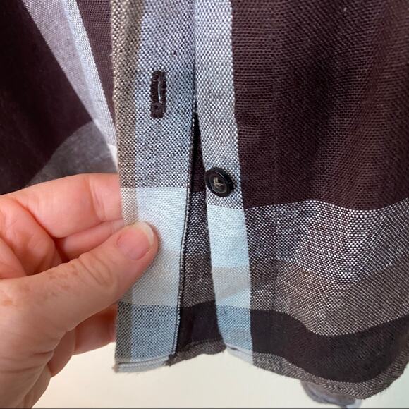 Bellissima Brown Tan Button Up Linen Blend Top M - Picture 8 of 11